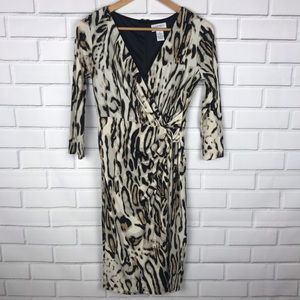 Carmen Marc Valvo animal print wrap dress size 4